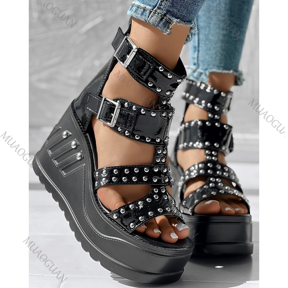 Street Fashion Designer - Fashion Women Peep Toe Black Sandals