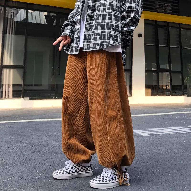 Cargo Pant Wide - Japanese Streetwear Corduroy Wide-leg Cargo Pants