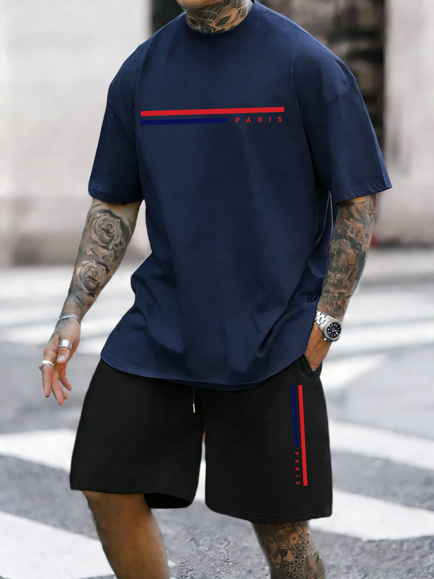 Street Fashion Paris - Paris Line Simple Pattern Summer Cotton