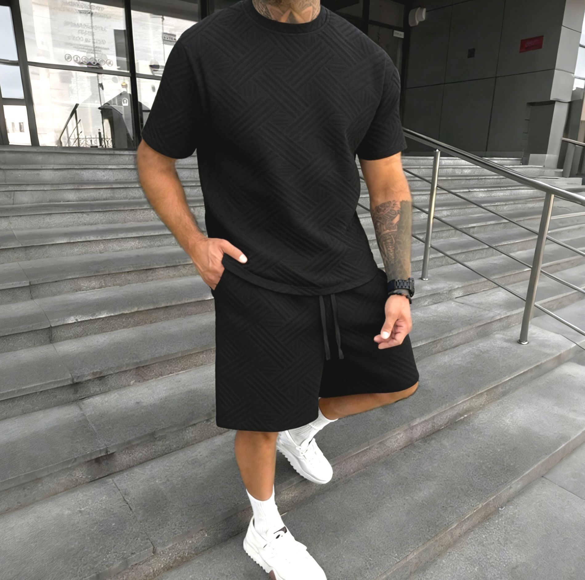 New men's summer jacquard shor - Street Fashion News recension och pris