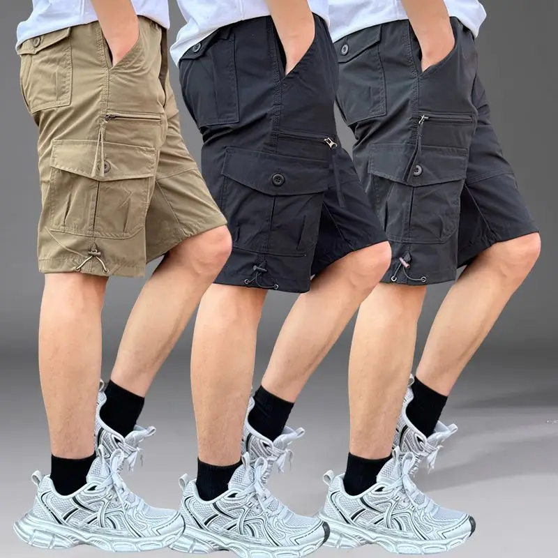 Mens Cargo Shorts Loose Solid  - Cargo Pant Wide recension och pris