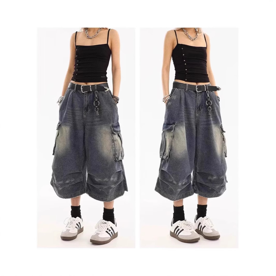 2026 New Plus Size Washed Spla - Cargo Pant Wide recension och pris