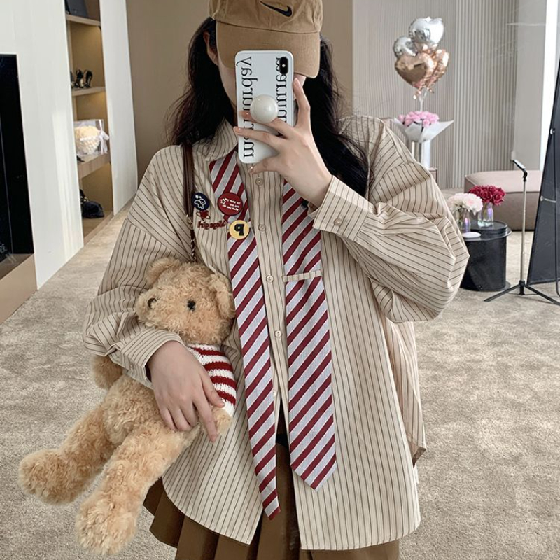 Striped Shirts Women Baggy Pre - Street Fashion Youth recension och pris