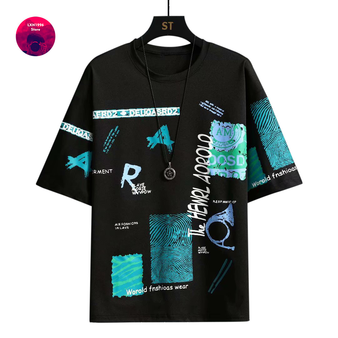 Men Harajuku Graphic Black Sum - Street Fashion Japan Brand recension och pris