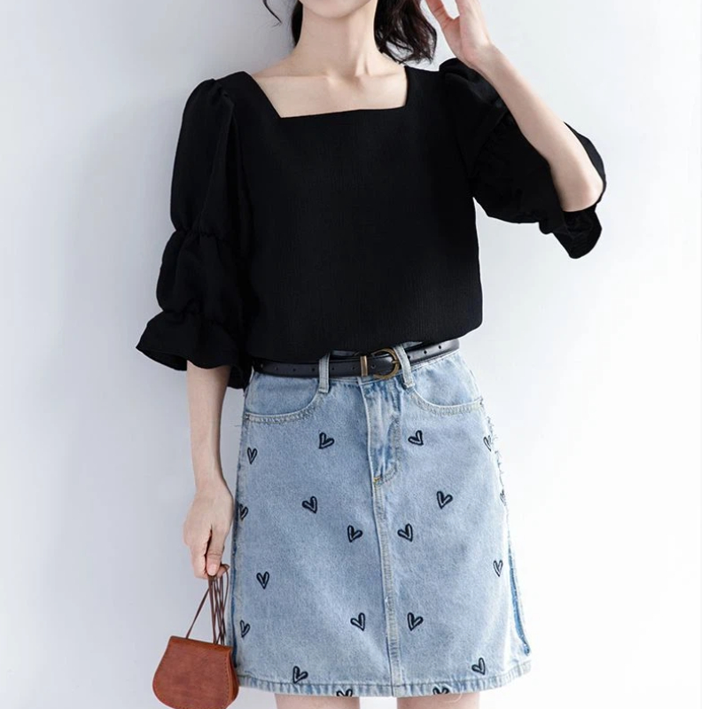 Pleated Short Sleeve Solid Kor - Street Fashion Youth recension och pris